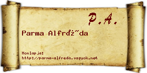 Parma Alfréda névjegykártya